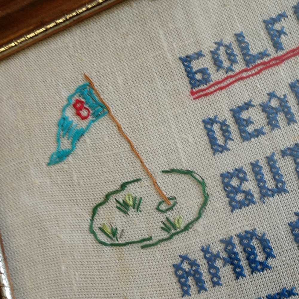 5 For 25.00/Sampler/needlework,Golfers Prayer,EUC, vintage - Picture 2 of 7
